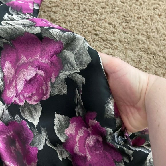 Eliza J Floral Fit and Flare Dress Women's Size 8 Purple Gray Sleeveless A Line - Picture 6 of 8